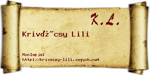 Krivácsy Lili névjegykártya